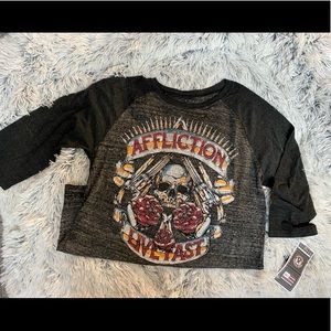 Mens Affliction T- Shirt 3/4 Sleeve XL